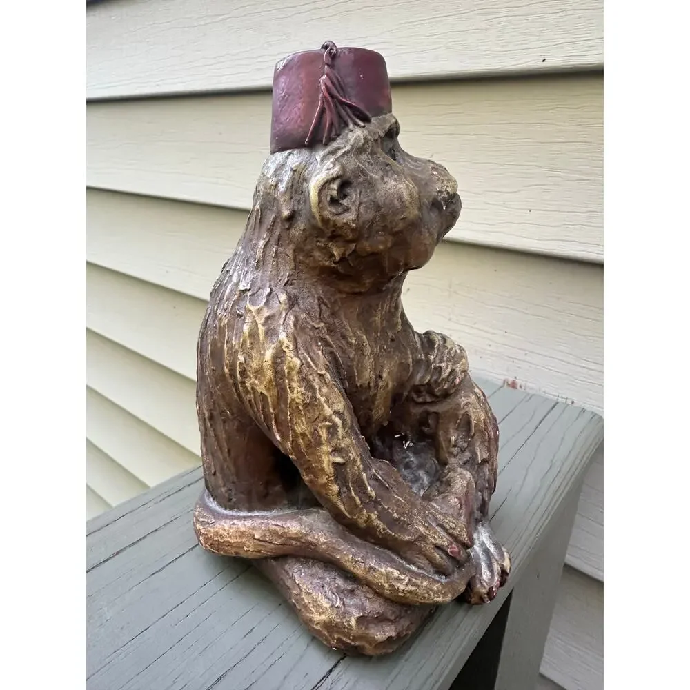 Vintage Gargoyles Studio chalkware monkey candle holder gothic chinoserie 7”
